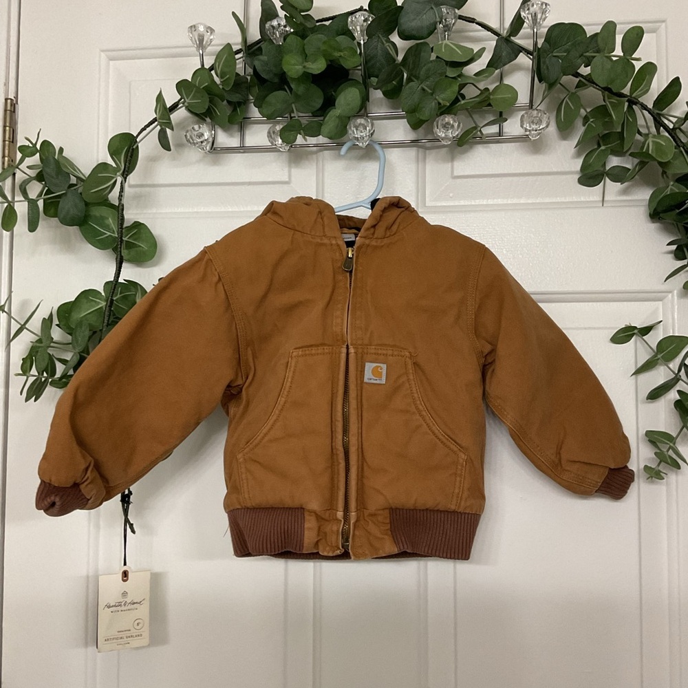 Carhartt Tan Hooded Jacket for Toddlers. SIZE  2 T - Picture 3 of 8
